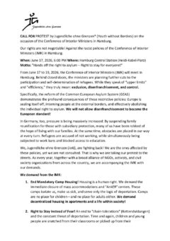 CALL FOR PROTEST by Jugendliche ohne Grenzen on the occasion of the Conference of Interior Ministers in Hamburg